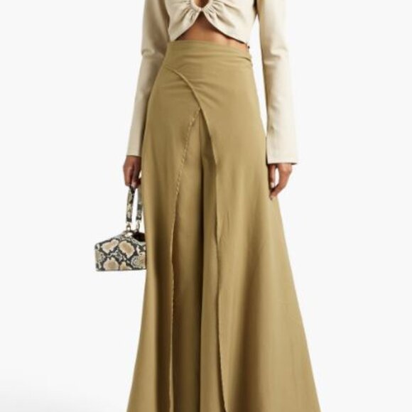 NWT ANDREA IYAMAH  Thema Layered Cotton Blend Wide-leg Pants - Picture 5 of 13